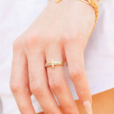 Barbara Engraved CZ Cross Ring