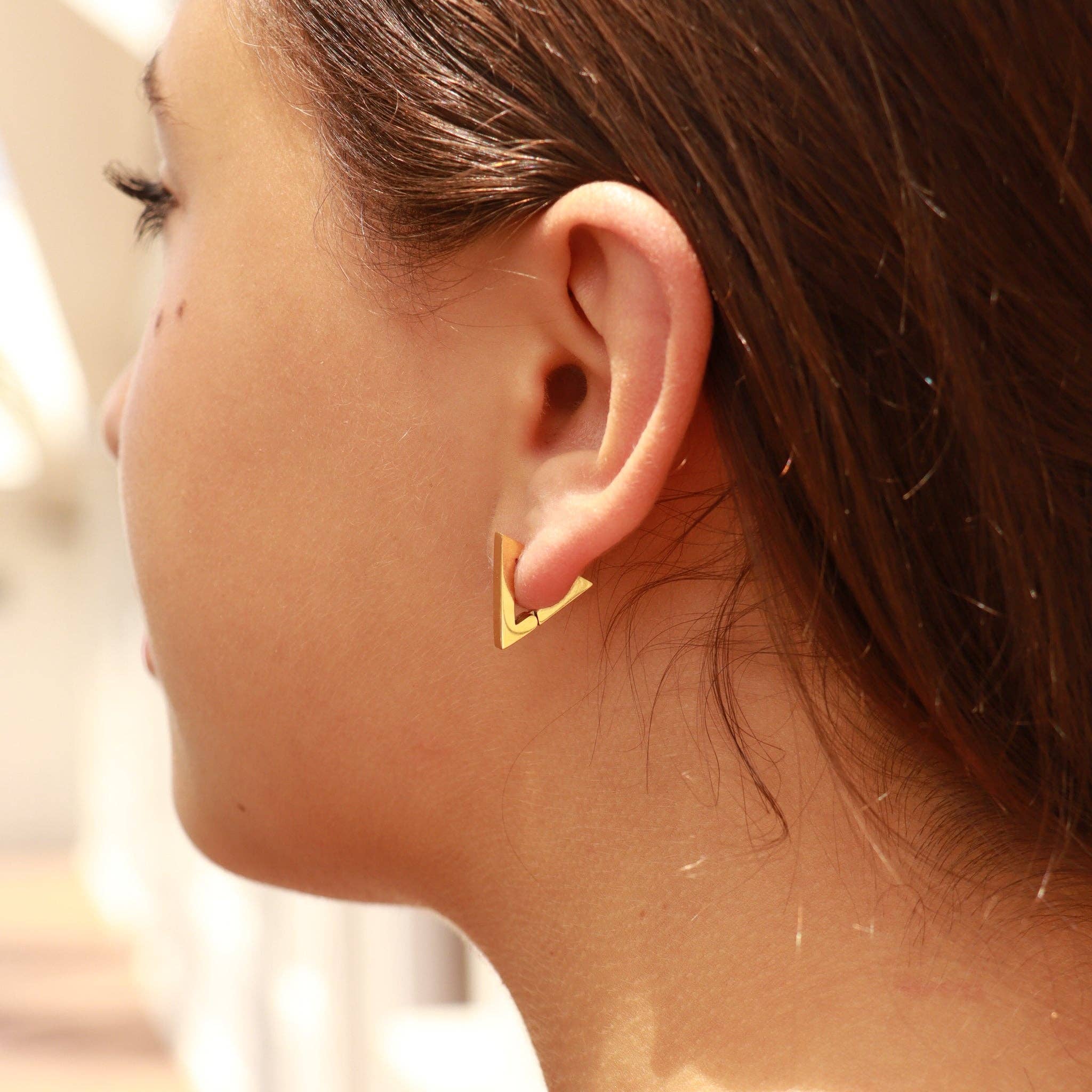 Allison Gold Stainless Steel PVD Triangle Huggie Earrings - MTT Collective