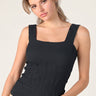 Julie Lace Textured Square Top in Black