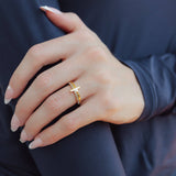 Barbara Engraved CZ Cross Ring