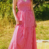 Giselle All-Over Check Print Smocked Maxi Dress