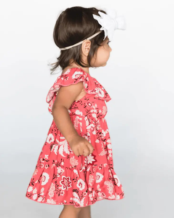 FIONA FLUTTER SLEEVE MINI DRESS | CORAL - MTT Collective