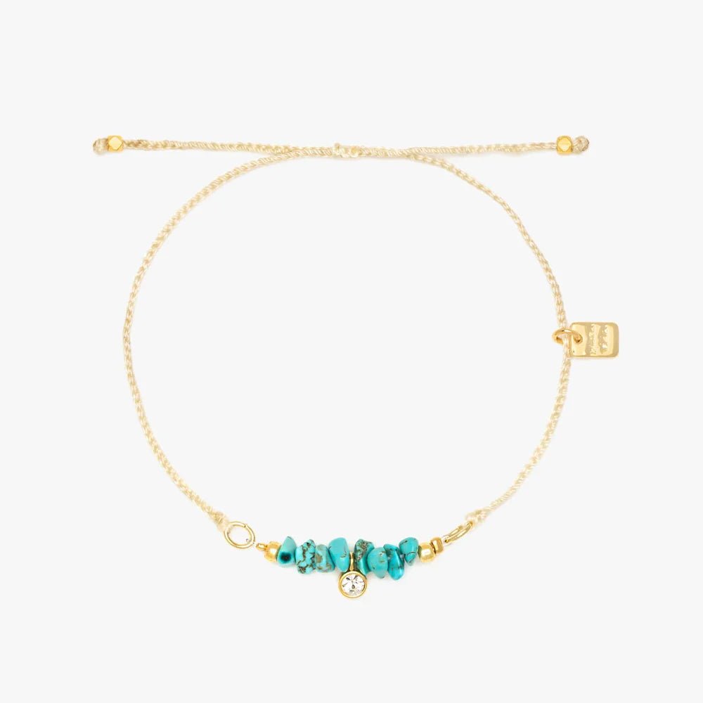 Dainty Turquoise Bead Charm Bracelet - MTT Collective