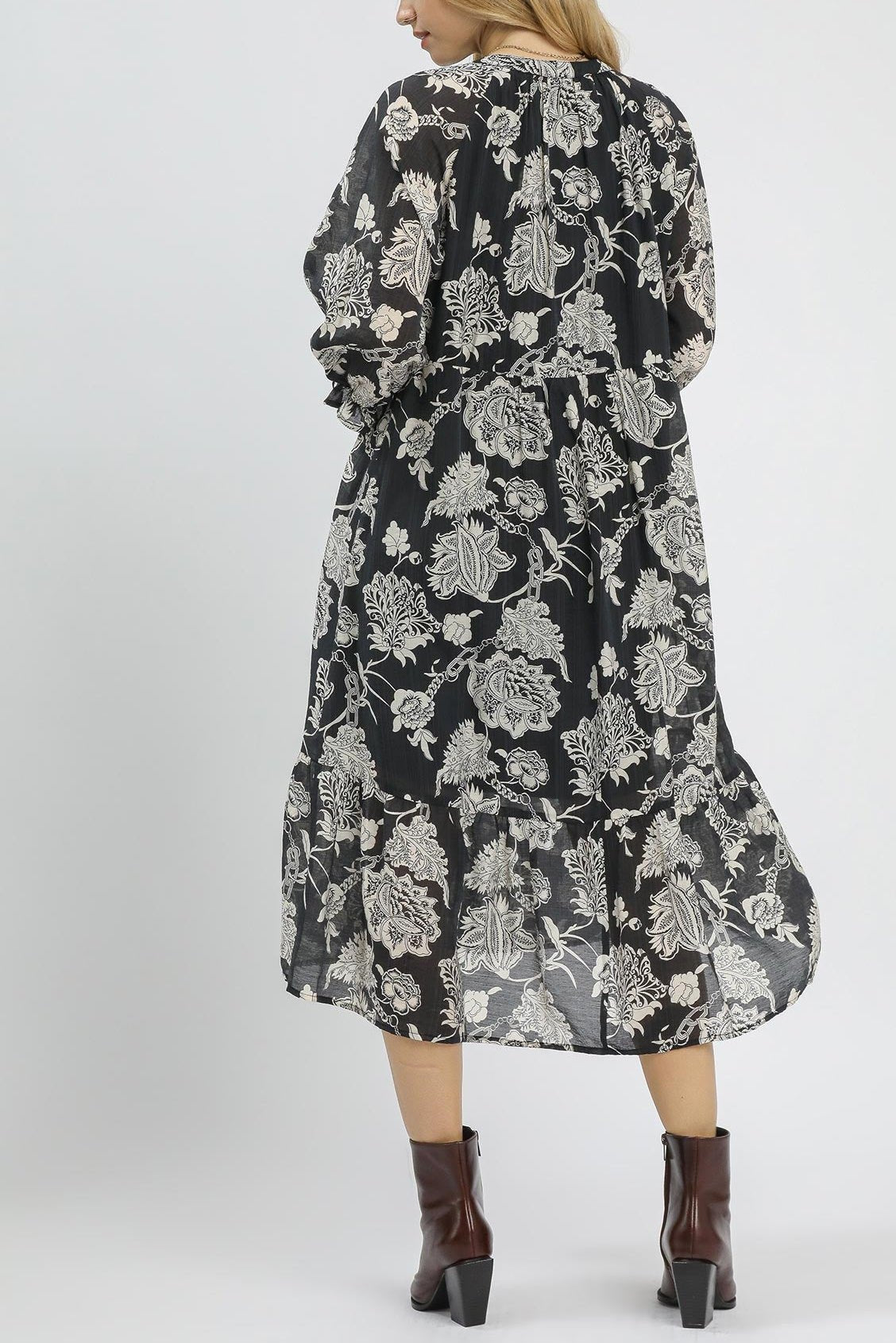 Daphne Two - Tone Boho Midi Dress - MTT Collective