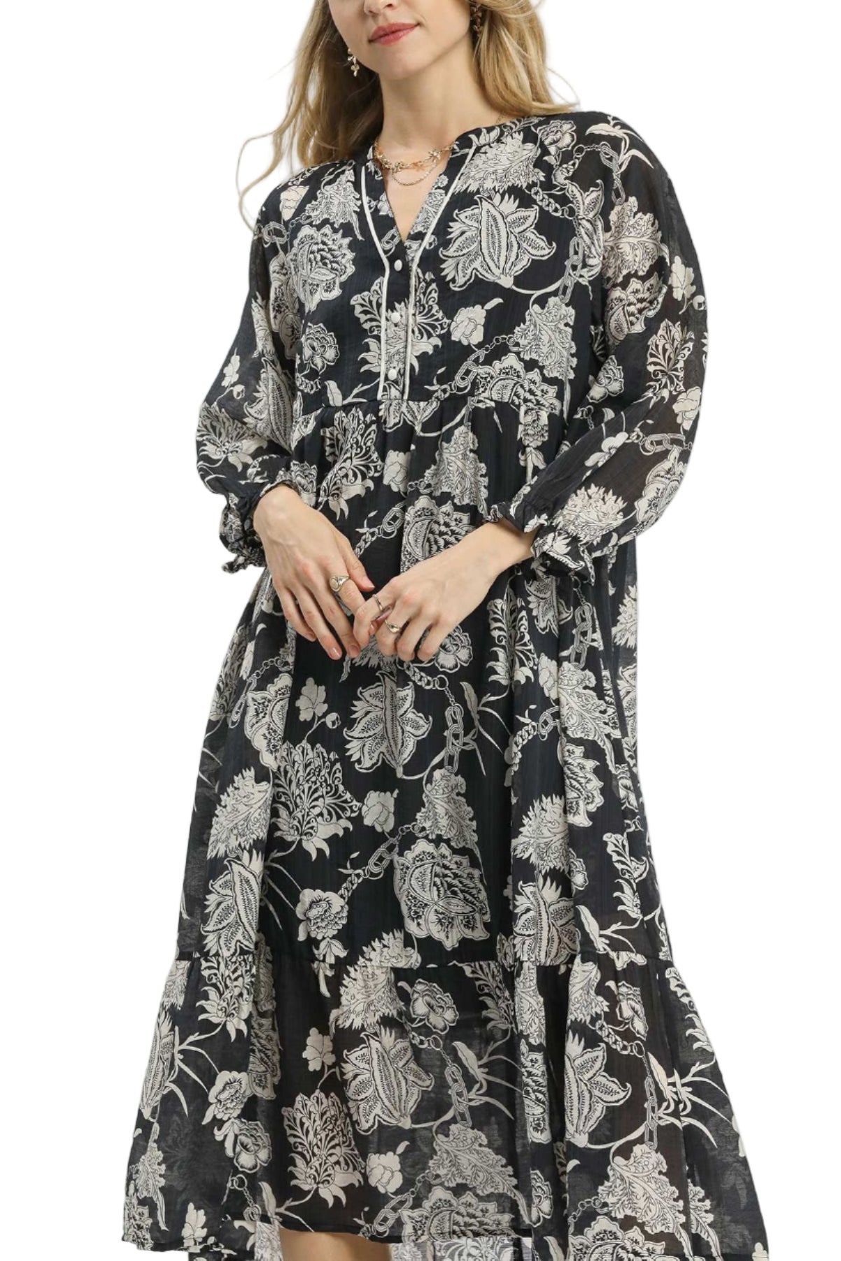 Daphne Two - Tone Boho Midi Dress - MTT Collective