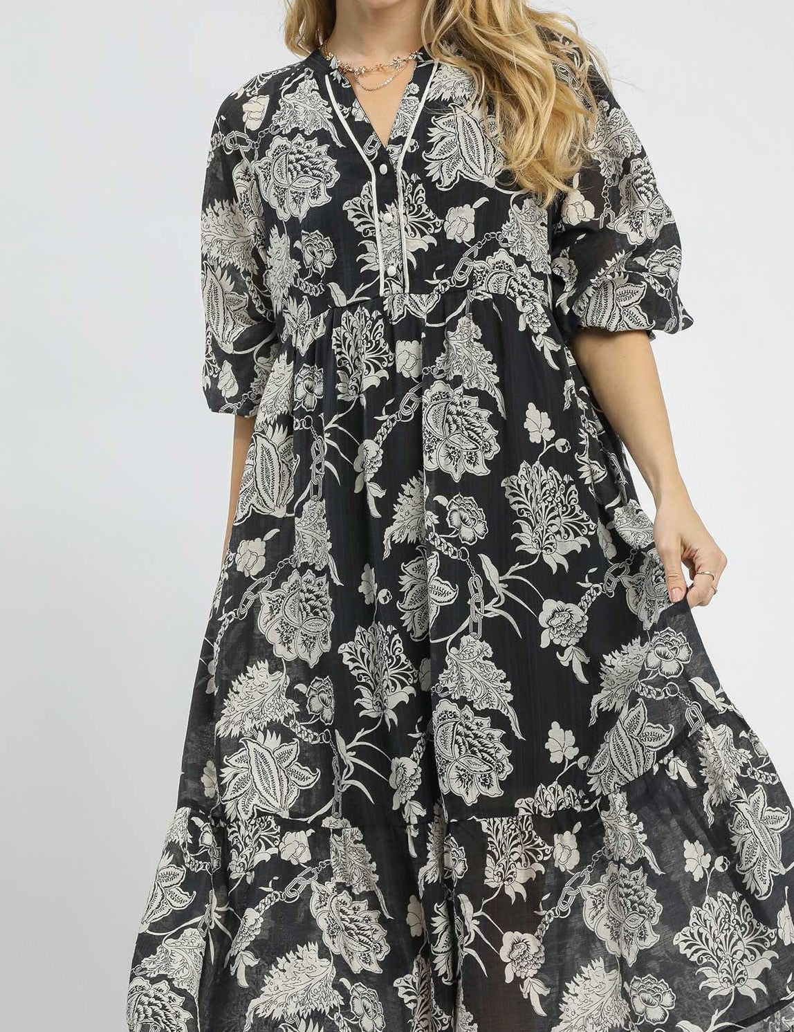 Daphne Two - Tone Boho Midi Dress - MTT Collective