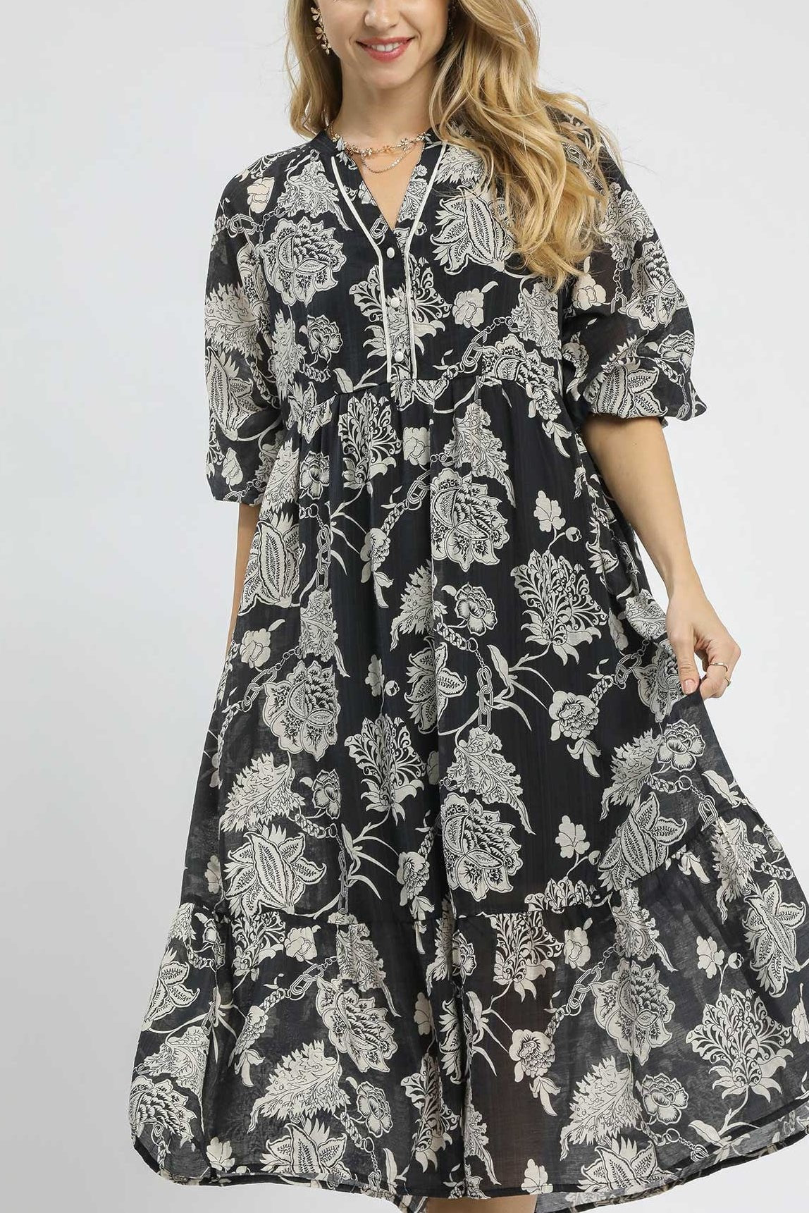 Daphne Two - Tone Boho Midi Dress - MTT Collective