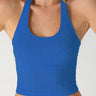 Davina Floral Lace Halter Crop Top in Royal Blue