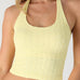 Davina Floral Lace Halter Crop Top in Pale Banana