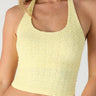 Davina Floral Lace Halter Crop Top in Pale Banana