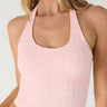 Davina Floral Lace Halter Crop Top in Icy Pink