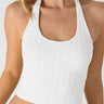 Davina Floral Lace Halter Crop Top in White