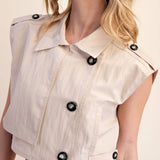 Teresa Lapel Collar Sleeveless Crop Jacket
