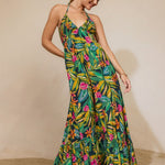 Bramble Smocked Halter Maxi Dress in Botanical Bloom, detail