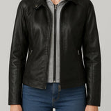 Robin Hooded Faux Leather Moto Jacket