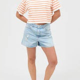 Round Neck Striped Crop Top