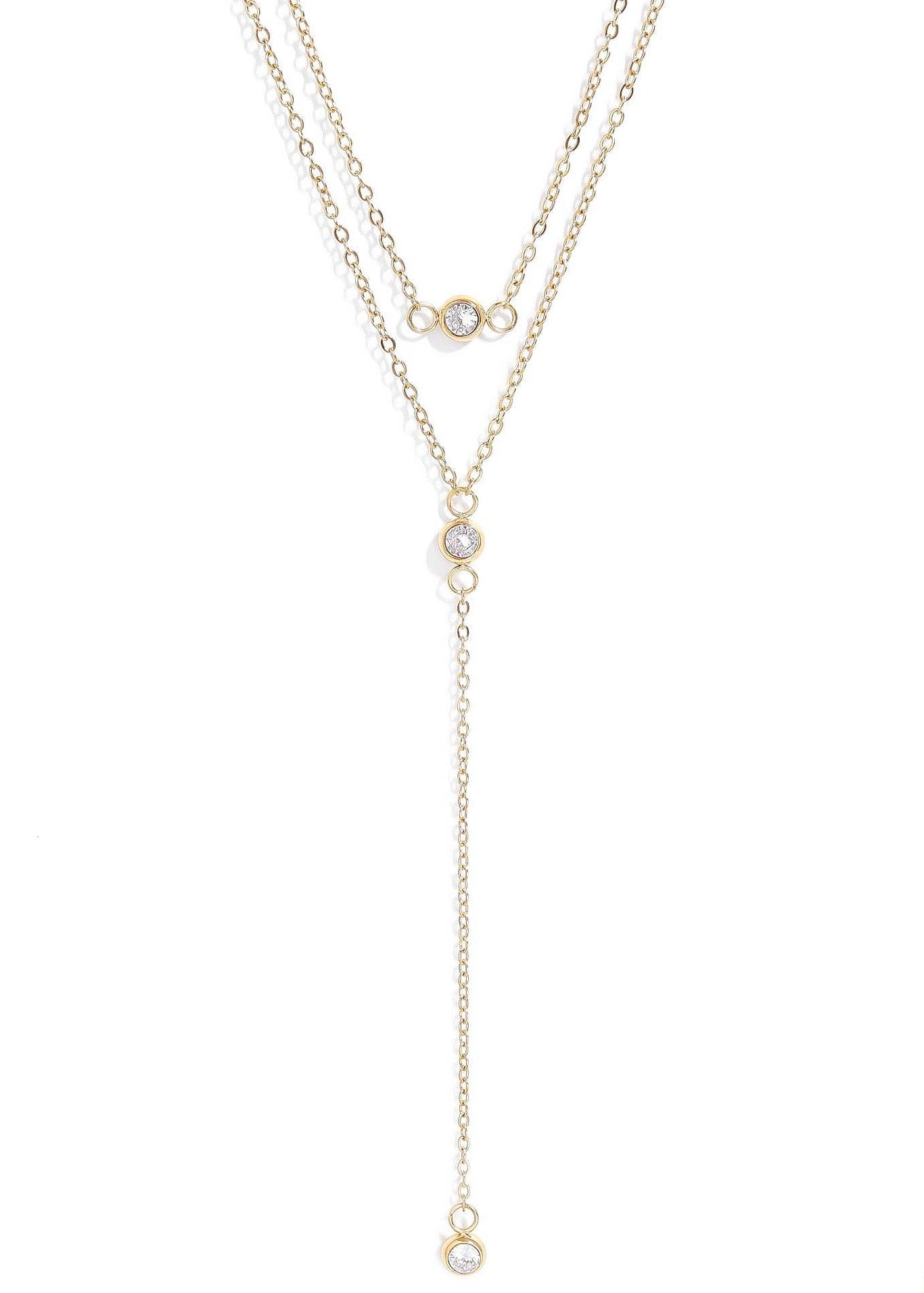 MTT Jewelry - Jewelry - Necklaces - Calliope Layered Cubic Zirconia Lariat Necklace - MTT Collective