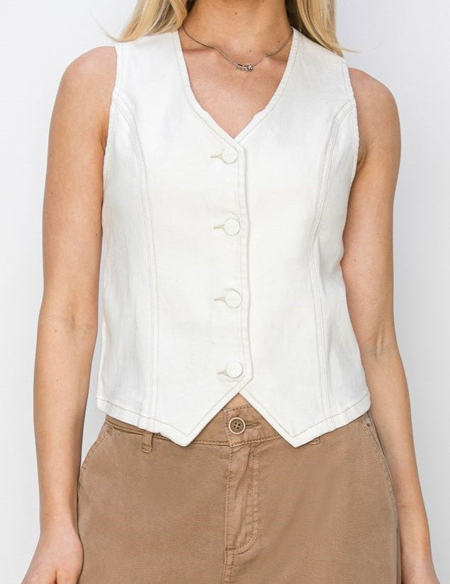 Deana V - Neck Button Down Vest - MTT Collective