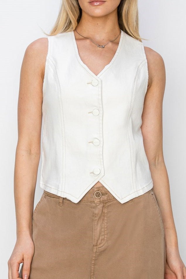 Deana V - Neck Button Down Vest - MTT Collective
