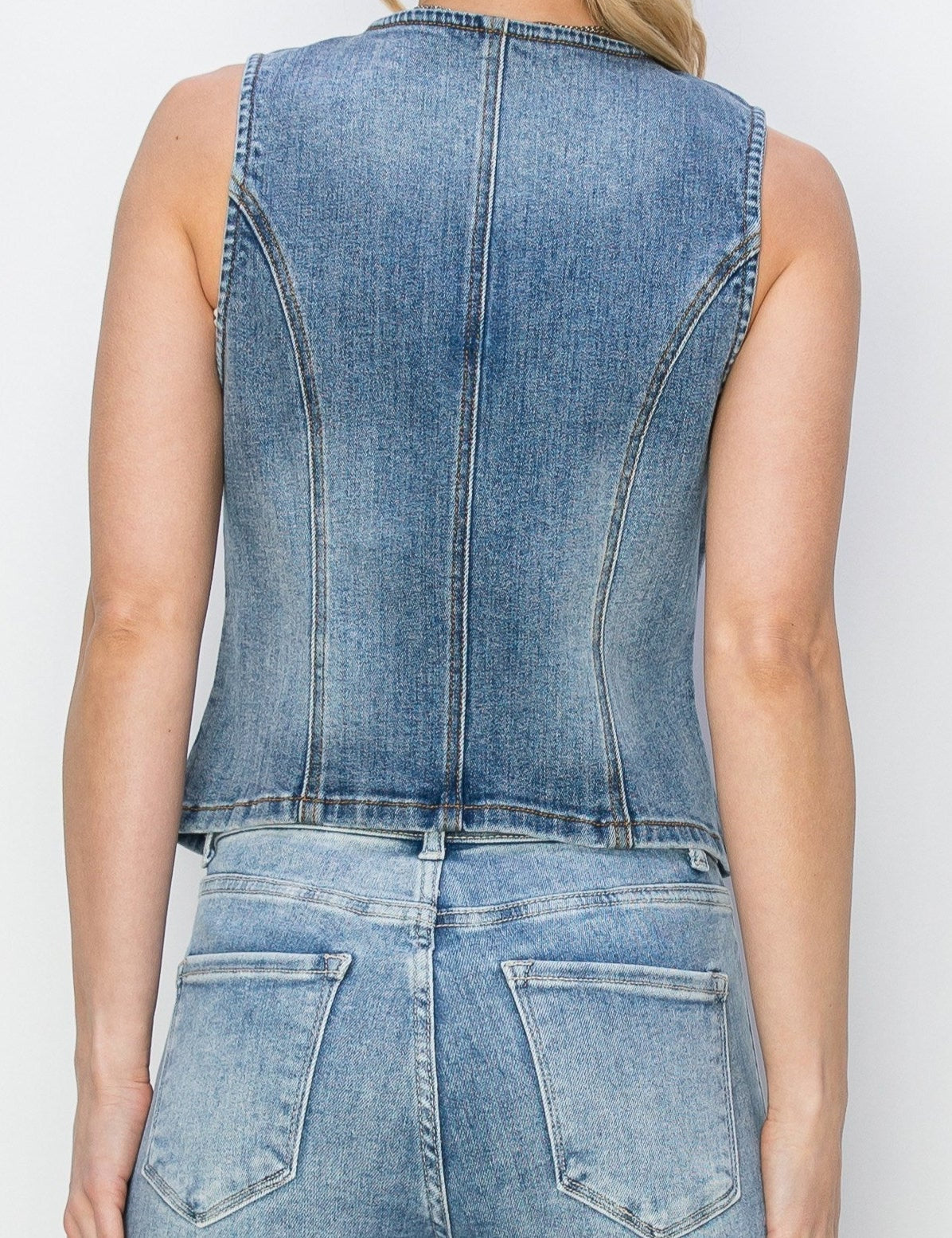 Deana V - Neck Button Down Vest - MTT Collective