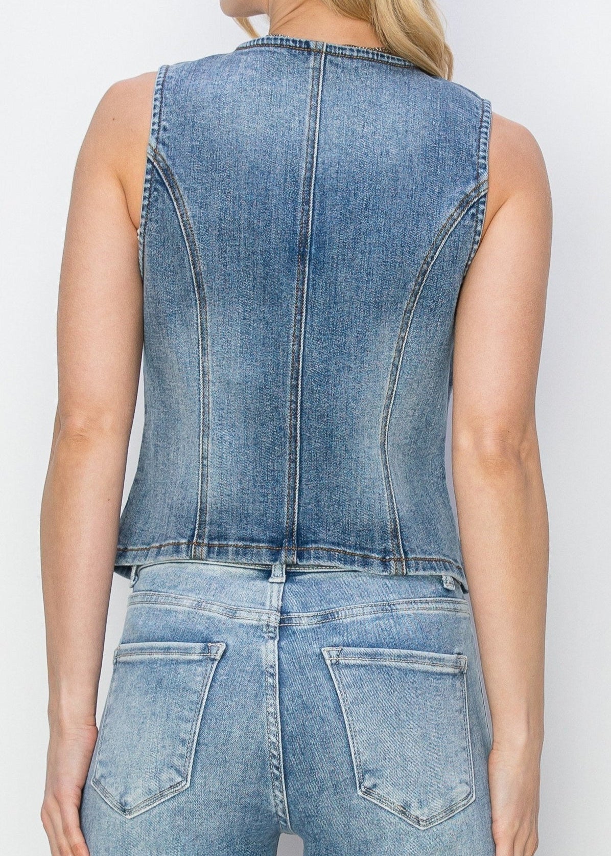 Deana V - Neck Button Down Vest - MTT Collective