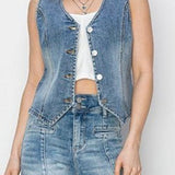 Deana V - Neck Button Down Vest - MTT Collective