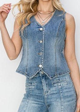 Deana V - Neck Button Down Vest - MTT Collective