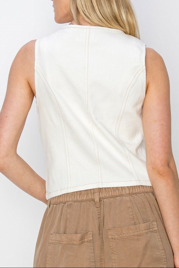 Deana V - Neck Button Down Vest - MTT Collective