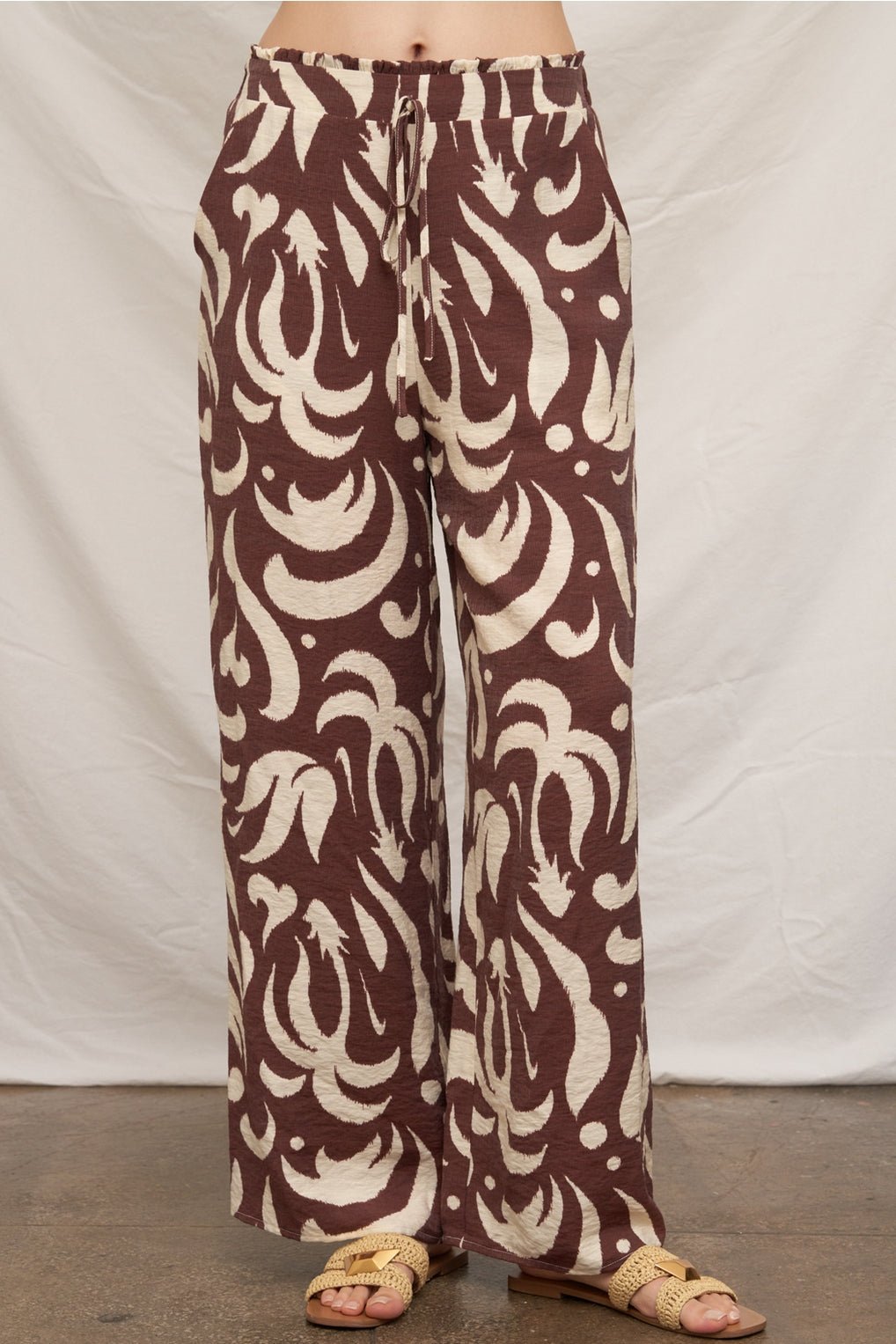 Denise Printed Pattern Tie Pants - MTT Collective