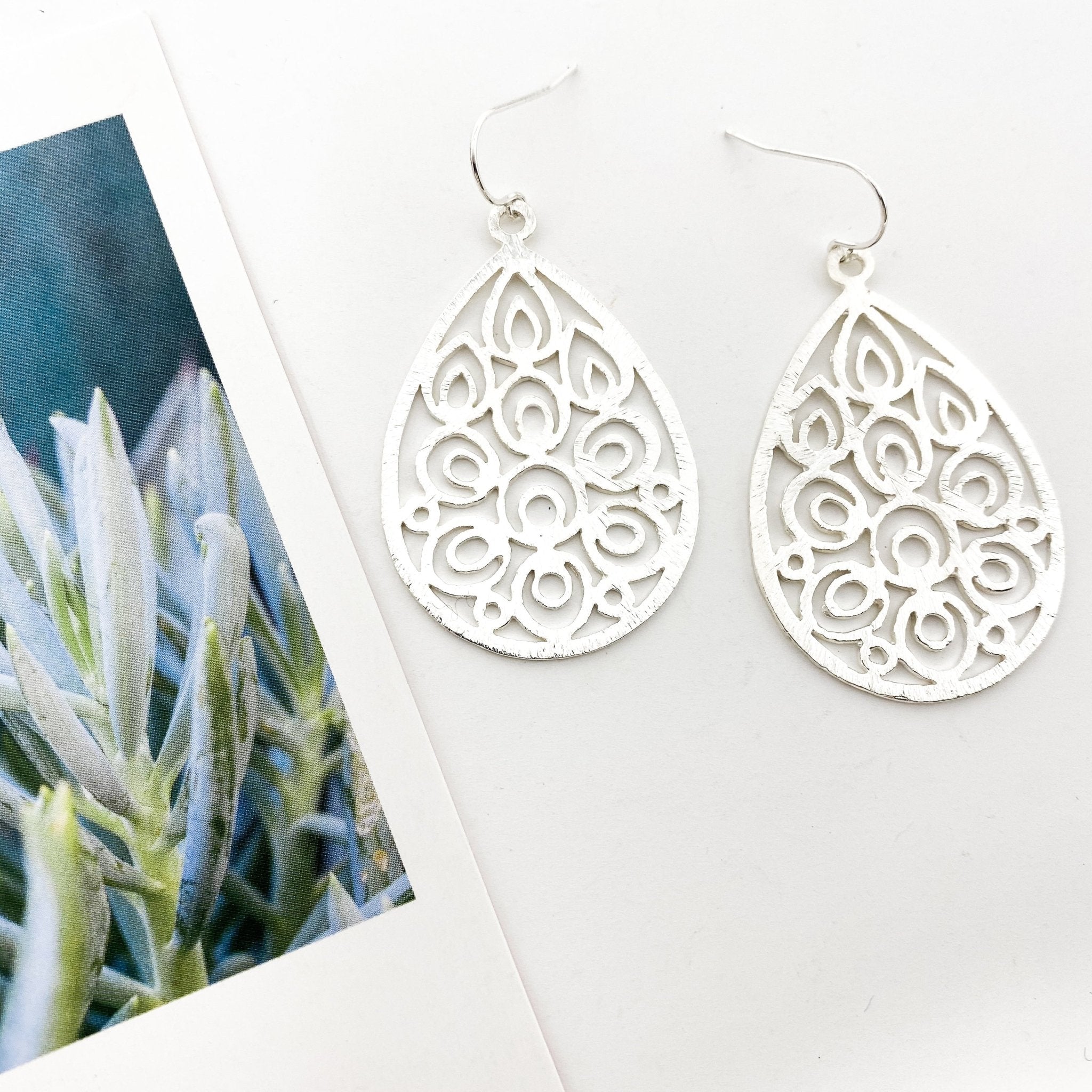 Diana Floral Drop Brushed Earrings - MTT Collective