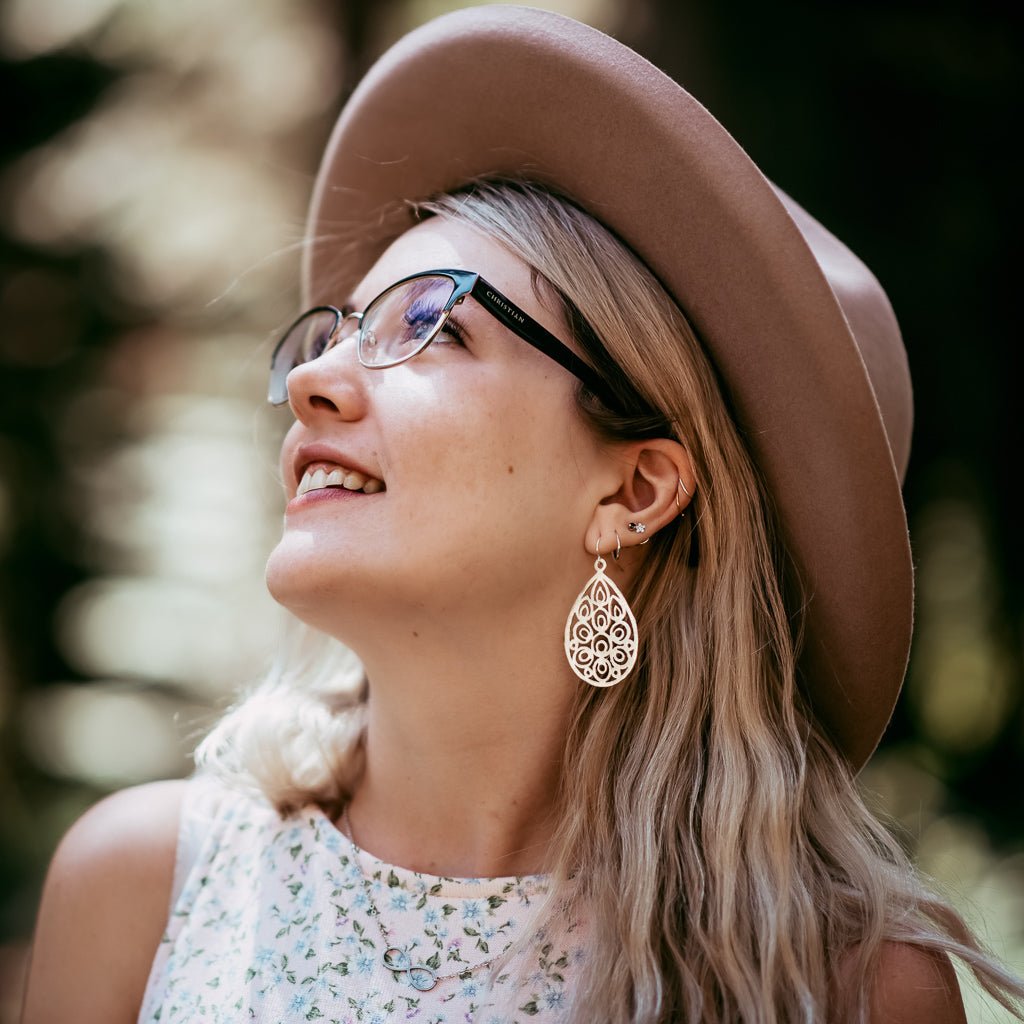 Diana Floral Drop Brushed Earrings - MTT Collective