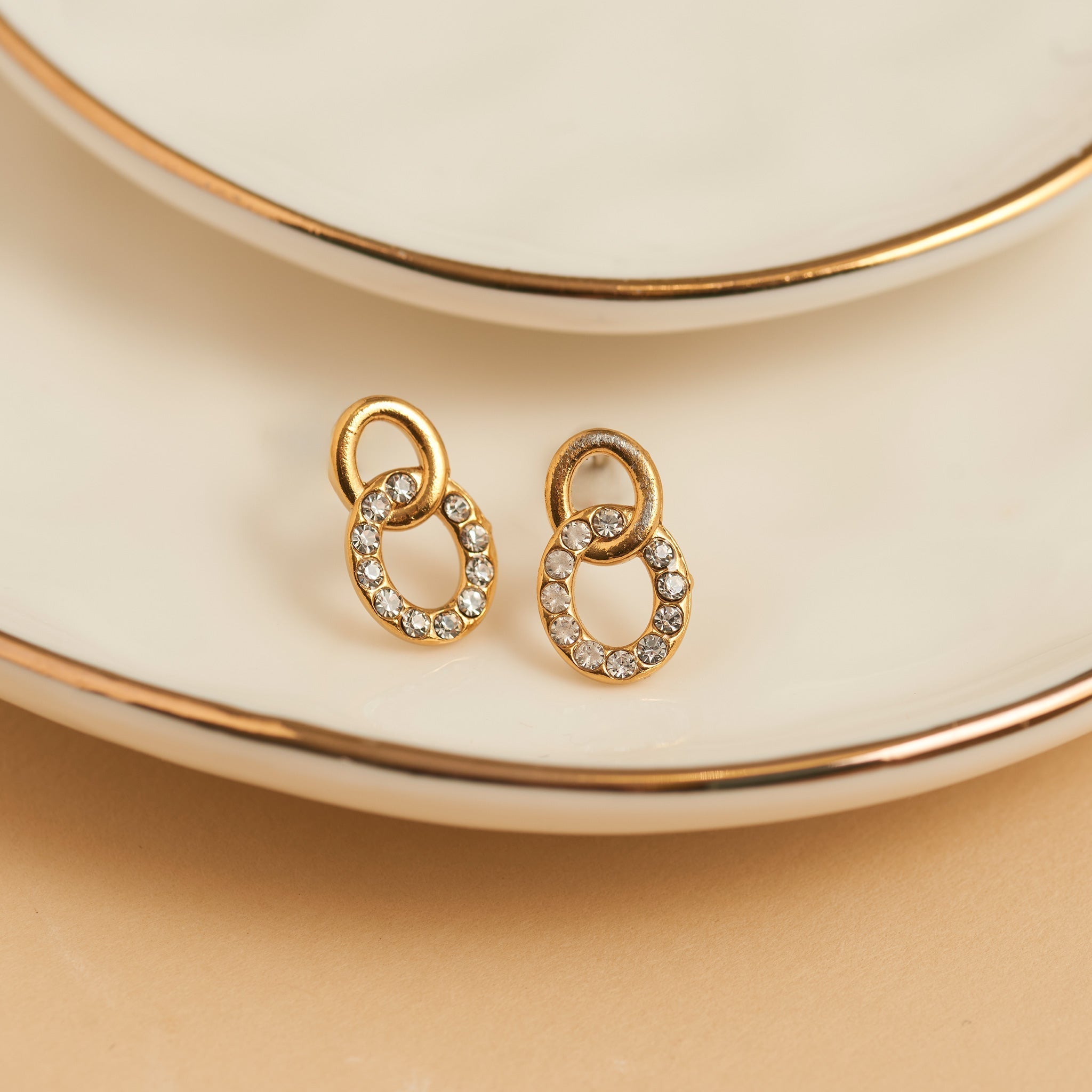 Double Circle Link Stud Earrings - MTT Collective