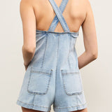 Daisy Button Front Denim Romper