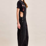 Hidden Jeans Overall with Wash Detail in black