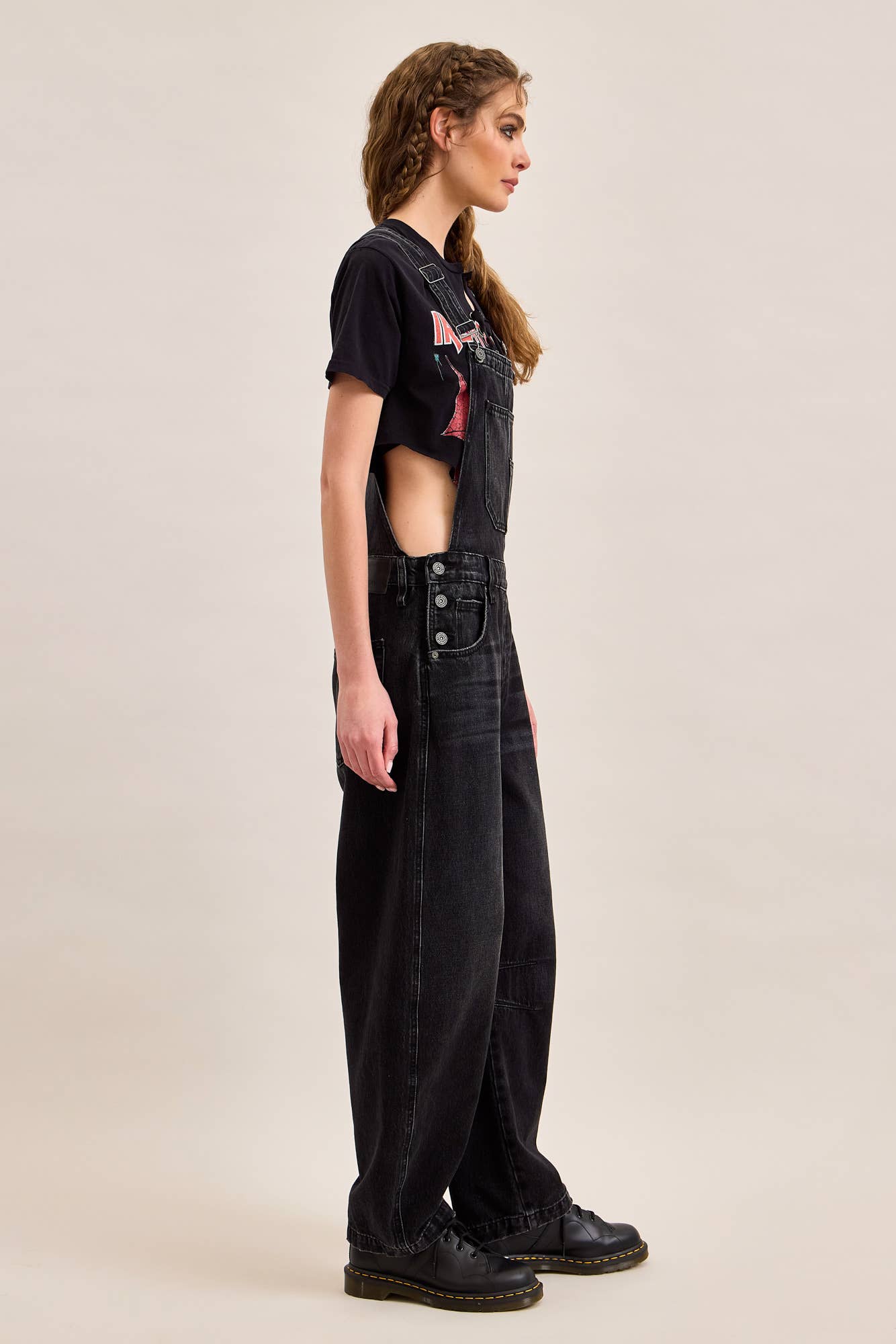 Hidden Jeans Overall with Wash Detail in black