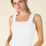 Julie Lace Textured Square Top in White