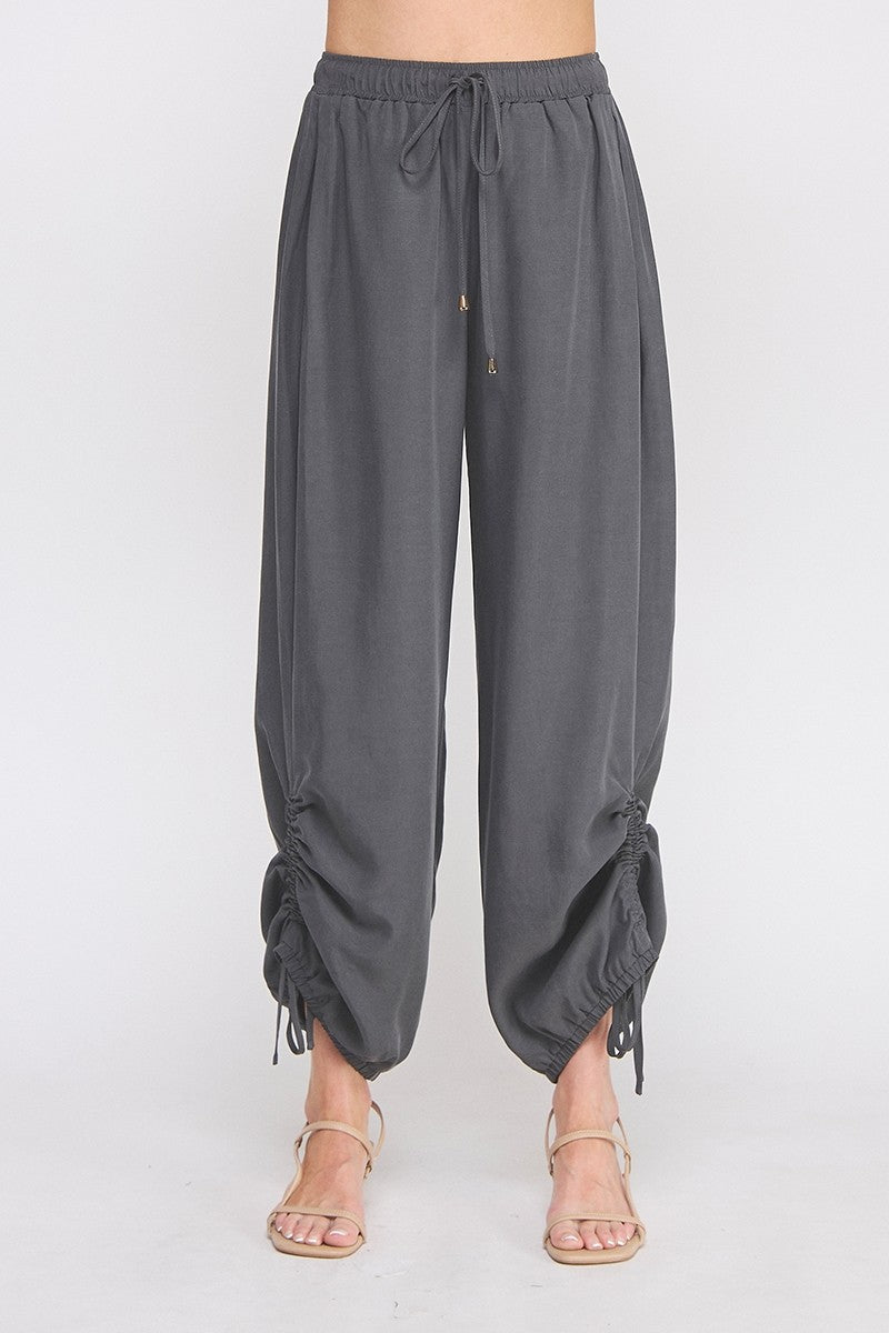 Marlow Drapey Twill High-Waist Jogger charcoal front