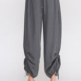 Marlow Drapey Twill High-Waist Jogger charcoal front