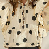 Lauryn Ruffle Sleeves Pintuck Polka Dot Top