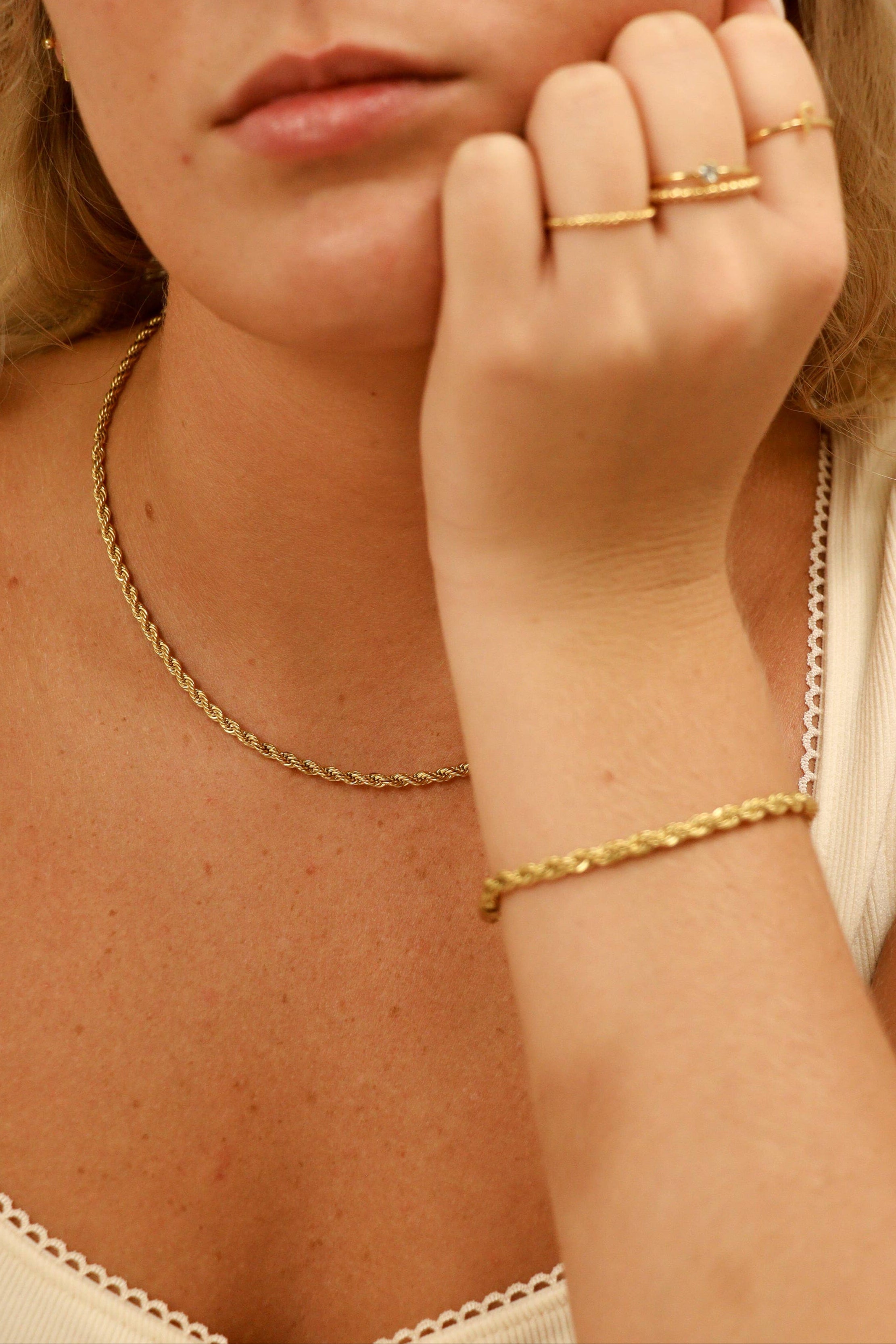 Ashley Gold Stainless Steel PVD Rope Chain Necklace - MTT Collective