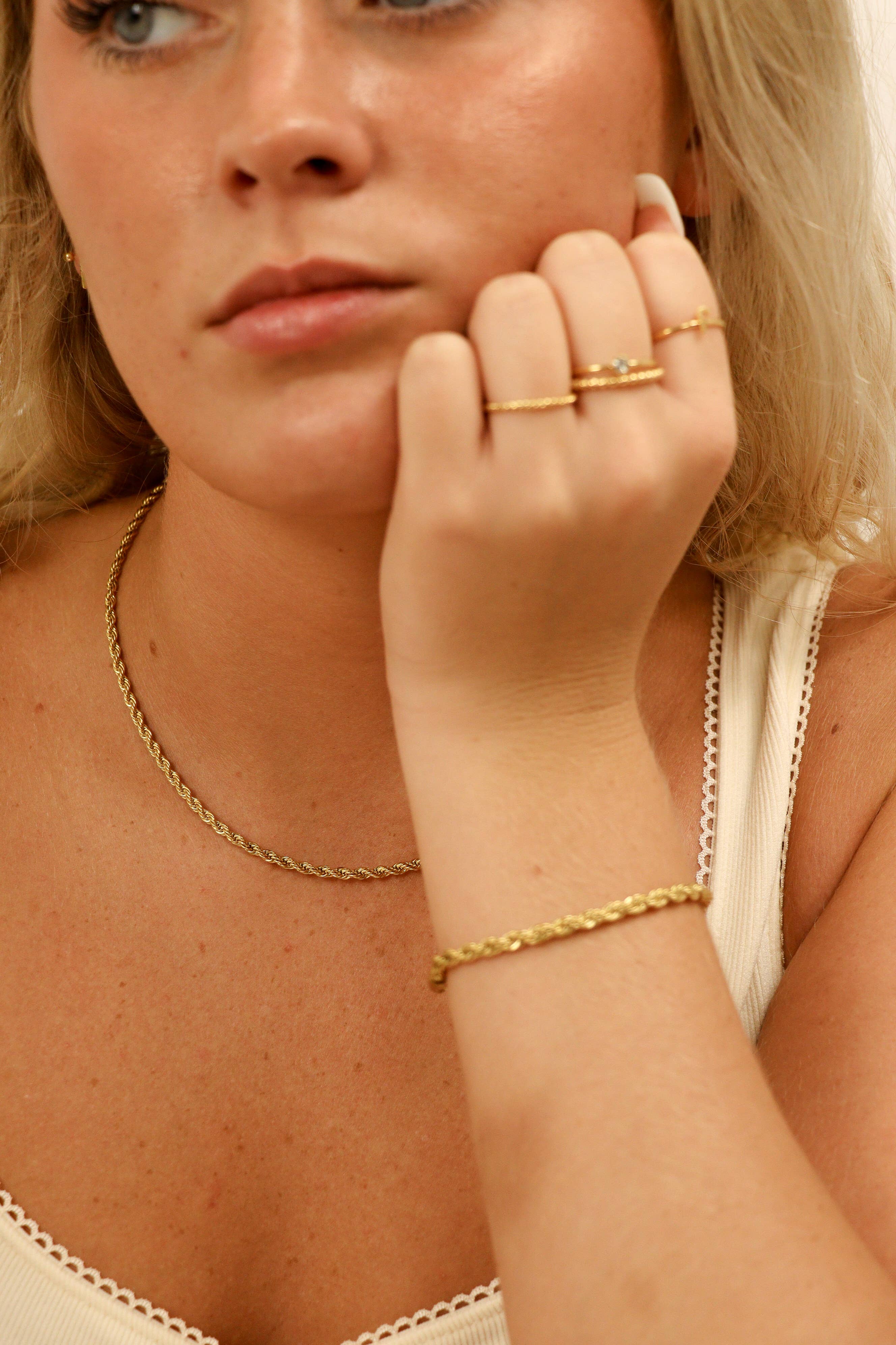 Ashley Gold Stainless Steel PVD Rope Chain Necklace - MTT Collective