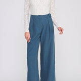 Hallie Denim Wide-Leg Trousers