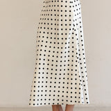 Vivienne Polka Dot Satin Midi Skirt