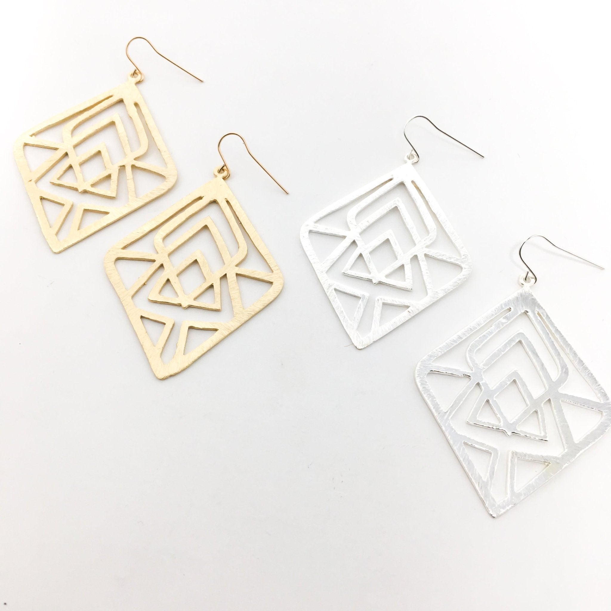 Eden Brushed Diamond Pattern Earrings - MTT Collective