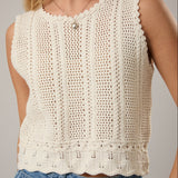Lainey Scallop Sleeveless Sweater Top