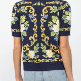 Elaine Floral Short Sleeve Sweater Top - MTT Collective