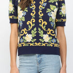 Elaine Floral Short Sleeve Sweater Top - MTT Collective