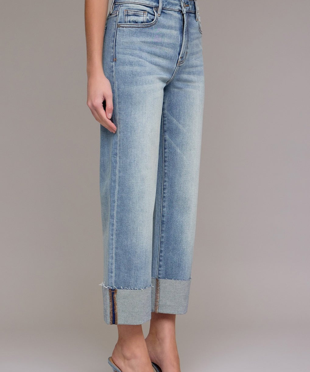 Ella High Rise Cuffed Wide Straight Jean - MTT Collective