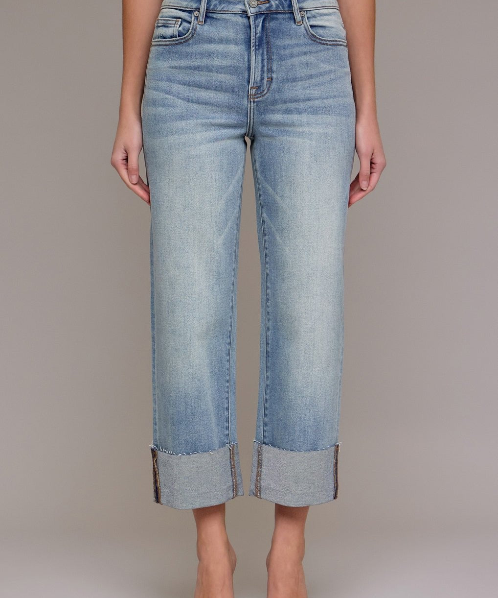 Ella High Rise Cuffed Wide Straight Jean - MTT Collective