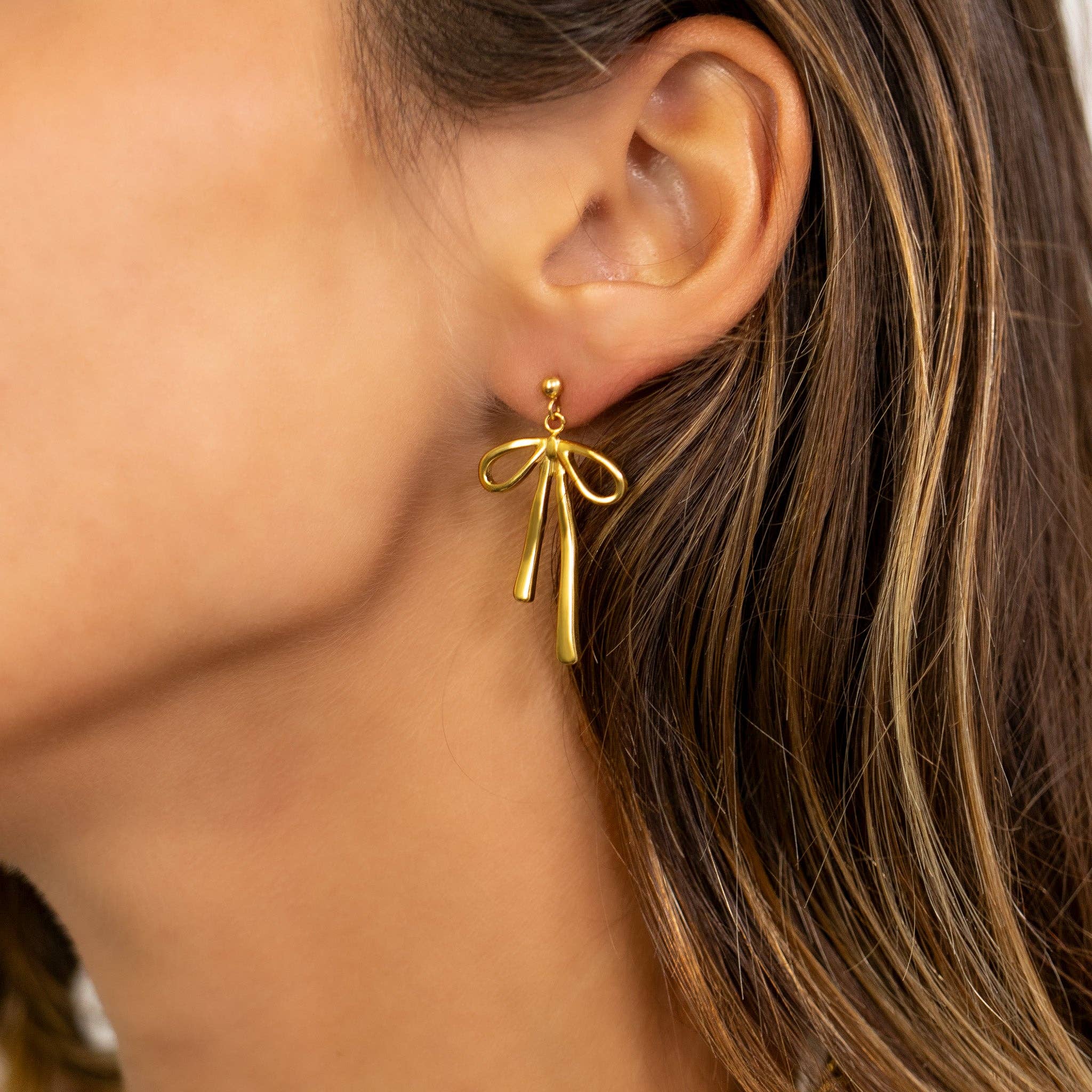 Ellis Ribbon Bow Drop Earrings - MTT Collective